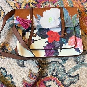 Floral Crossbody Bag in Brown and Cream